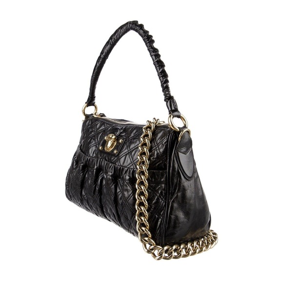 Marc Jacobs black Leather Large quilted Stam Shoulder Tote Bag - Picture 2 of 7